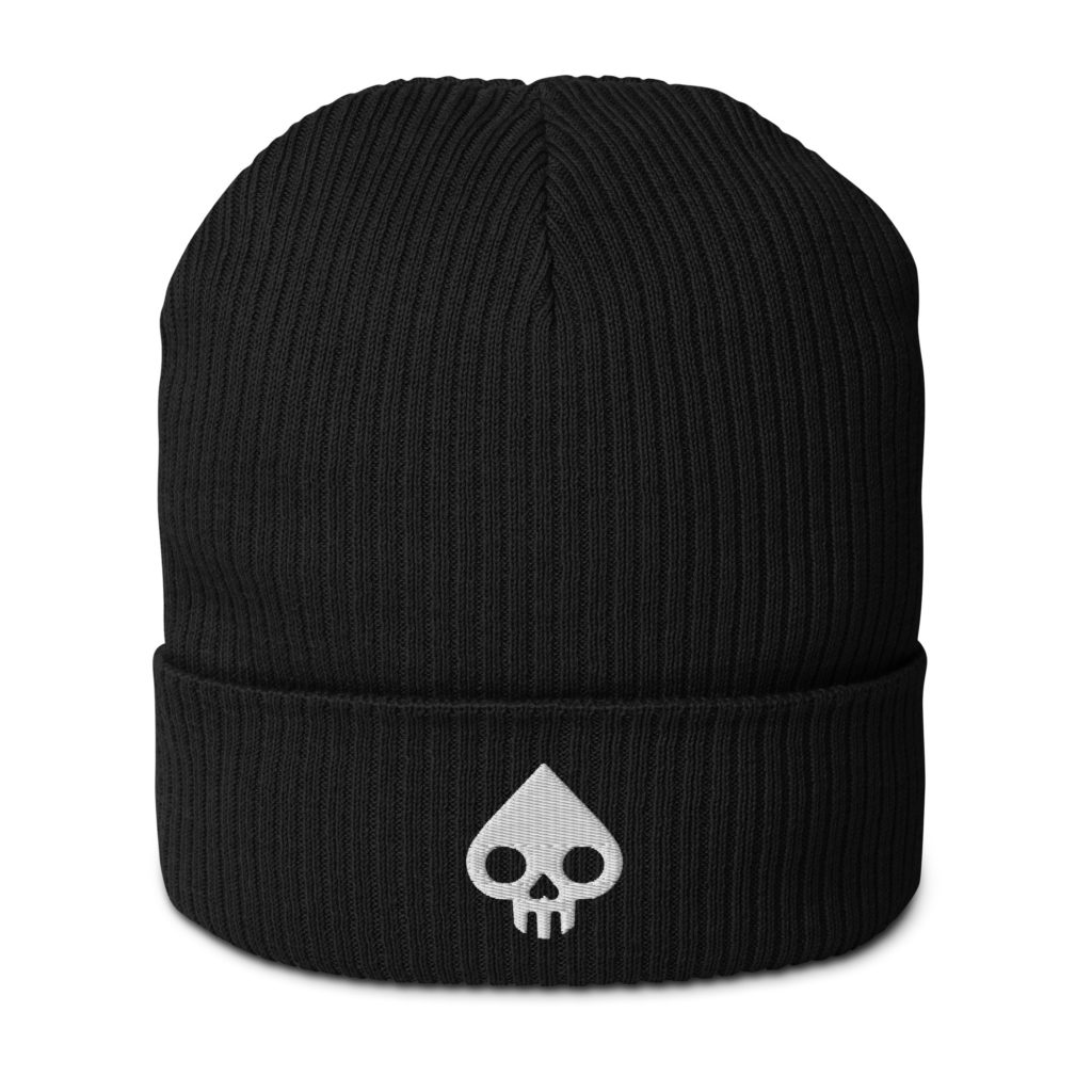 Organic ribbed beanie black front