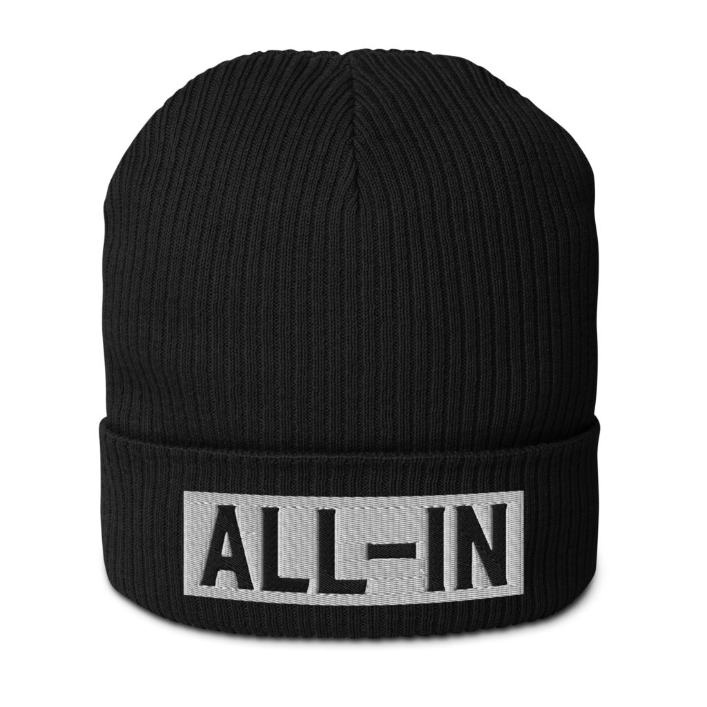 Organic ribbed beanie black front