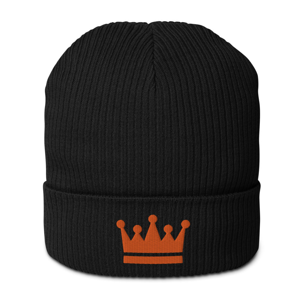 Organic ribbed beanie black front